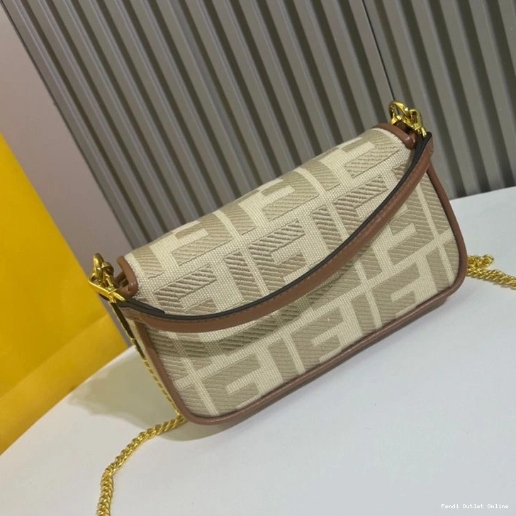 Affordable Fendi Beige Motif Canvas Baguette FF Mini In Bag 0802